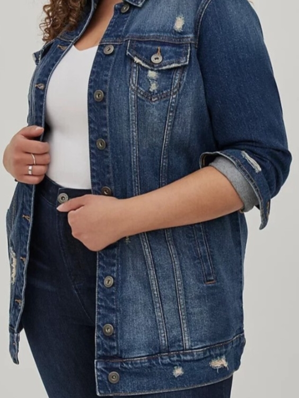 Torrid Long Line Dark Blue Denim Jacket, SZ 2, NWT